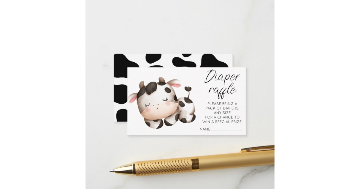 Cow Tickent R Cute Cow theme baby shower diaper raffle tickets Enclosure Card | Zazzle