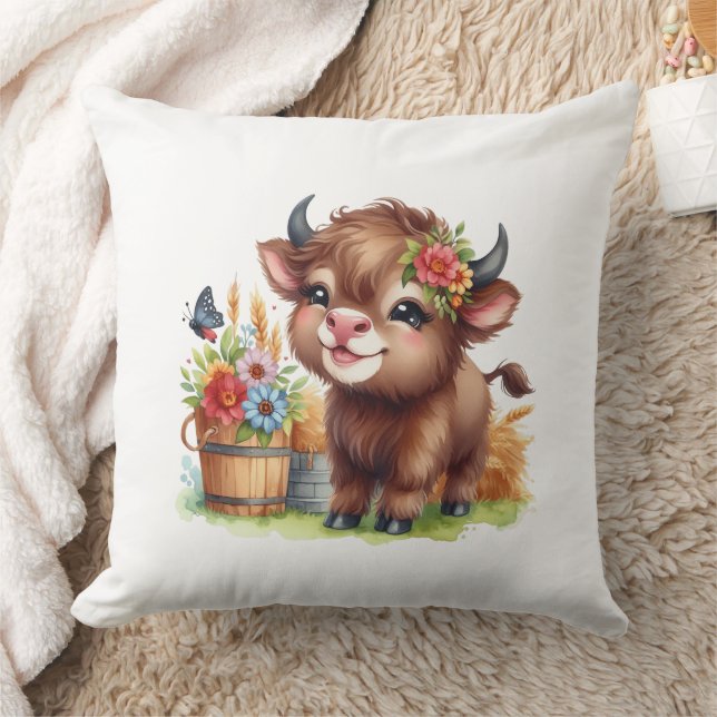 Cute Cow Throw Pillow (Blanket)