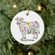 Cute Cow, Watercolor Wildflowers,Country, Floral