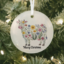 Cute Cow, Watercolor Wildflowers,Country, Floral