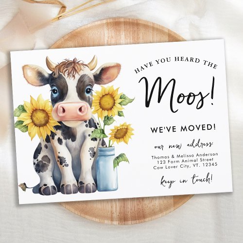 Cute Cow Weve Moved New Address Country Moving Announcement