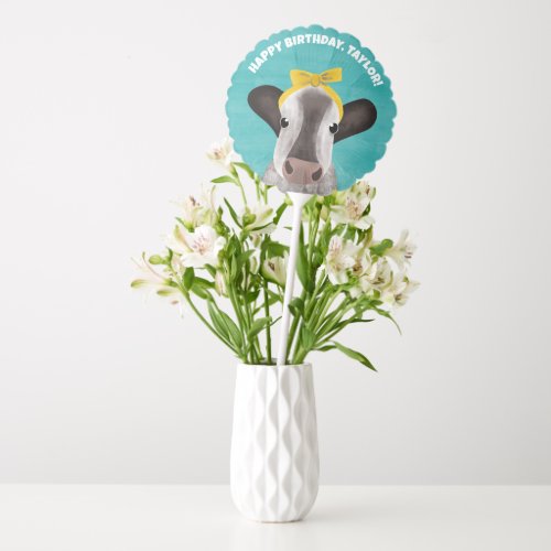 Cute Cow with Bow Any Age Birthday Party Balloon
