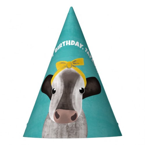 Cute Cow with Bow Any Age Birthday Party Party Hat