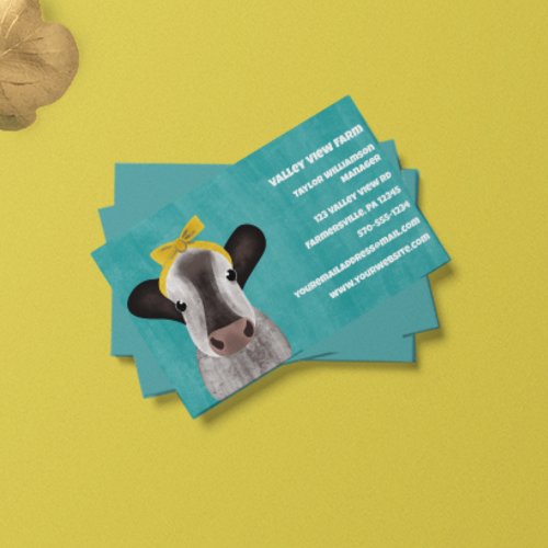 Cute Cow with Bow Dairy Farm Business Card