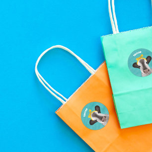 Cute Cow with Bow Personalized Classic Round Sticker