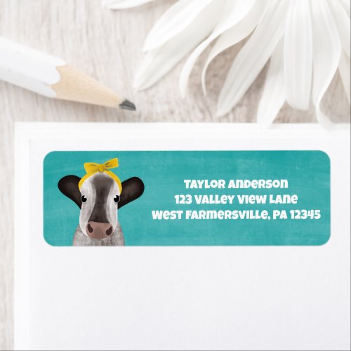 Cute Cow with Bow Return Address Label