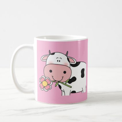 Cute Cow with Flower Mug