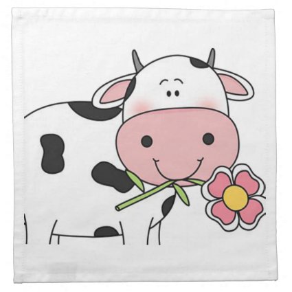 Cute Cow with Flower Set of Paper Napkins