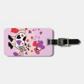 Cute Cow With Hearts and a Bumble Bee Graphic Luggage Tag (Front Horizontal)