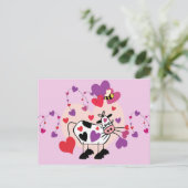 Cute Cow With Hearts and a Bumble Bee Graphic Postcard (Standing Front)