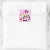 Cute Cow With Hearts and a Bumble Bee Graphic Square Sticker (Bag)
