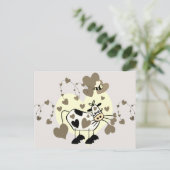 Cute Cow With Hearts and Bumble Bee Graphic Postca Postcard (Standing Front)