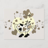 Cute Cow With Hearts and Bumble Bee Graphic Postca Postcard (Front)