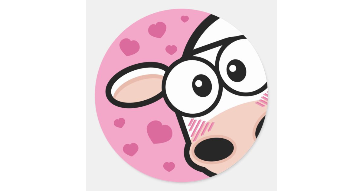 Cute Cow with Love Hearts Stickers | Zazzle