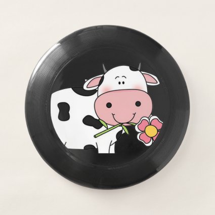 Cute Cow with Pink Flower Frisbee