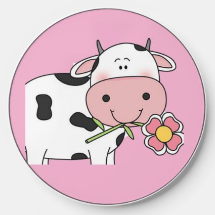 Cute Cow with Pink Flower Wireless Charger