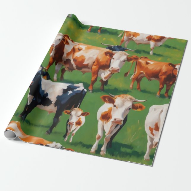 Cute Cow Wrapping Paper (Unrolled)