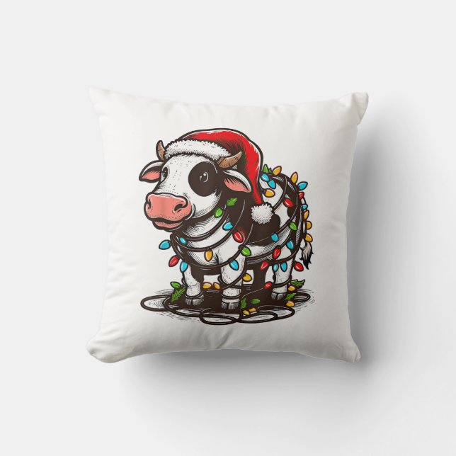 Cute Cow Xmas Kids Teen Girl Boy  Throw Pillow (Front)