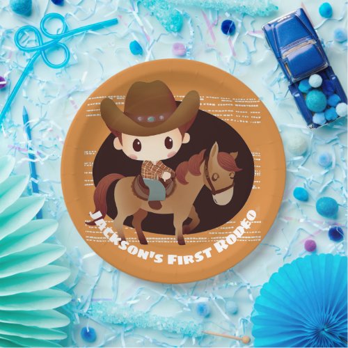 Cute Cowboy and Horse Rodeo  Birthday Paper Plates