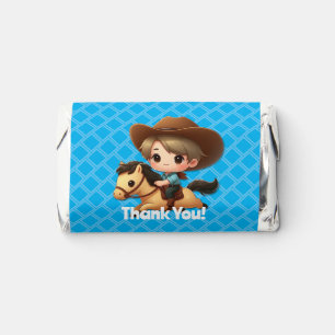Cute Cowboy and Horse Western Birthday Blue Hershey's Miniatures
