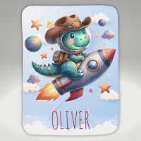 Cute Cowboy Astronaut Dinosaur Riding Space Rocket