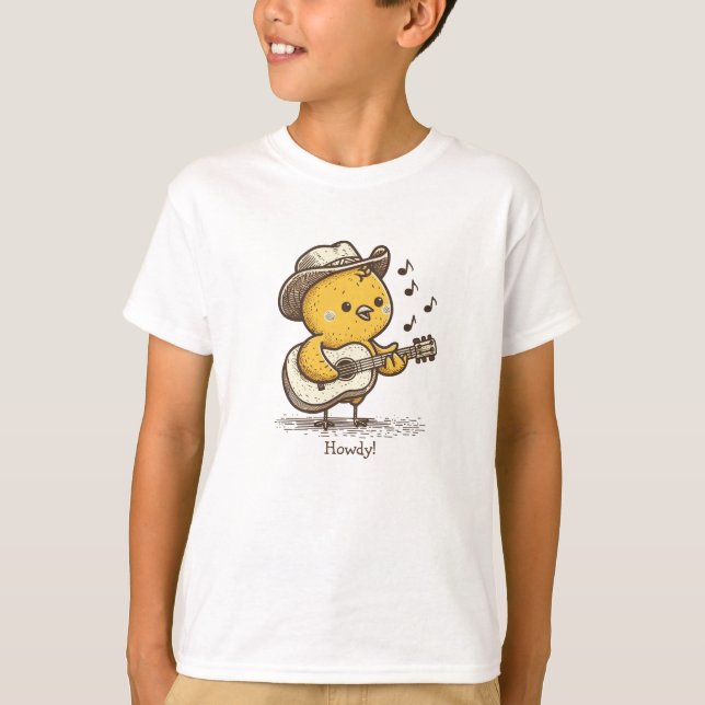 Cute Cowboy Baby Chick Playing Guitar Personalized T-Shirt (Front)