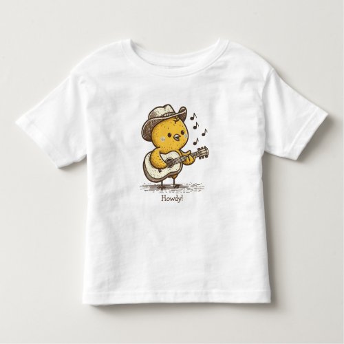 Cute Cowboy Baby Chick Playing Guitar Personalized Toddler T_shirt