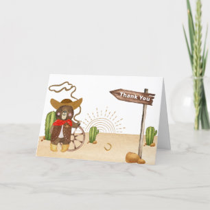 Cute Cowboy Bear Western Rodeo Cactus Baby Shower Letterpress Thank You Card