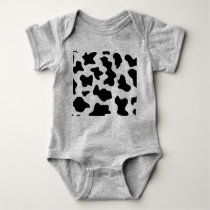 cute cowboy black and white farm cow print baby bodysuit