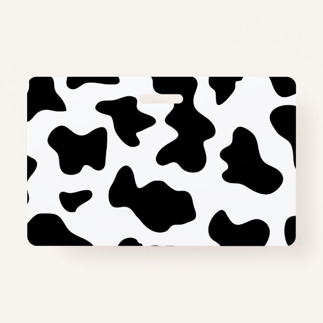 cute cowboy black and white farm cow print badge (Front)