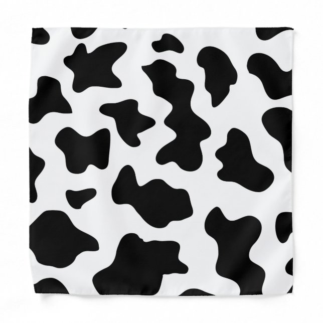 cute cowboy black and white farm cow print bandana (Front)