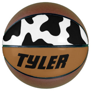 cute cowboy black and white farm cow print basketball