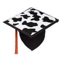 cute cowboy black and white farm cow print graduation cap topper