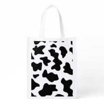 cute cowboy black and white farm cow print grocery bag
