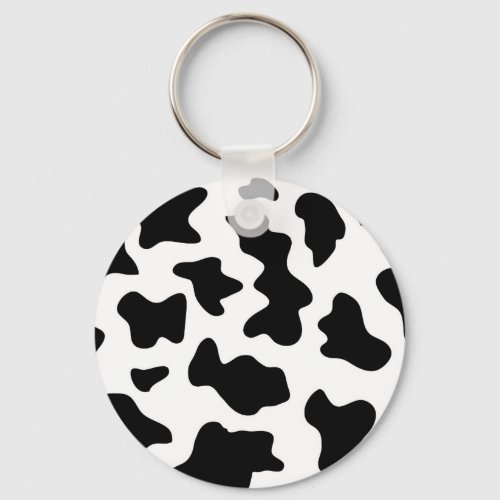 cute cowboy black and white farm cow print keychain