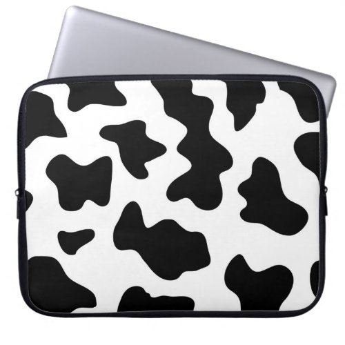 cute cowboy black and white farm cow print laptop sleeve