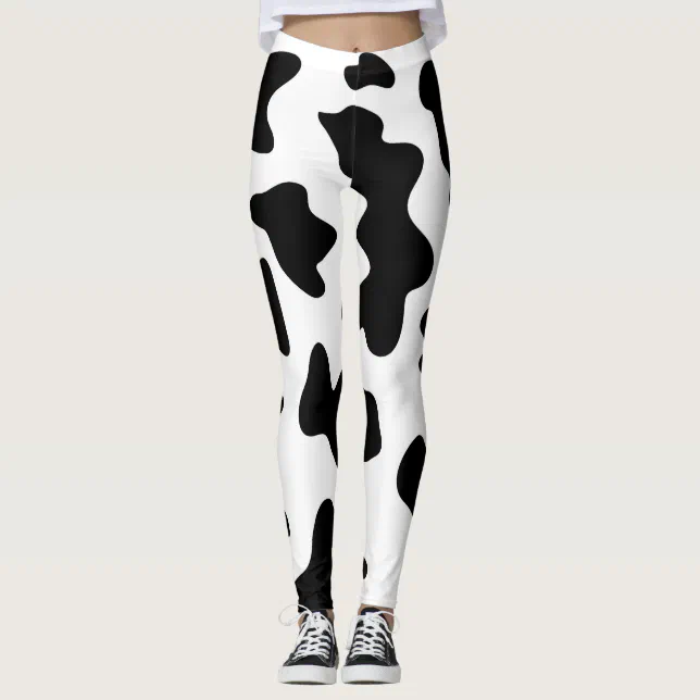 Teal And White Cow Print Men's Leggings