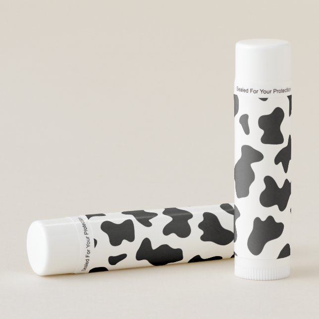 cute cowboy black and white farm cow print lip balm (Front)