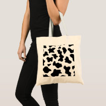 cute cowboy black and white farm cow print tote bag