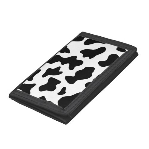 cute cowboy black and white farm cow print trifold wallet