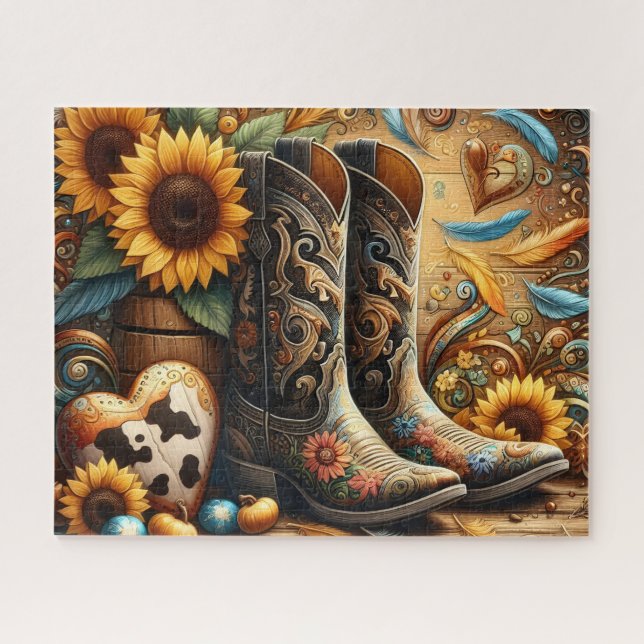 Cute Cowboy Boots Jigsaw Puzzle (Horizontal)