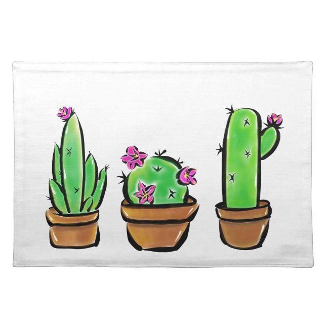 Cute cowboy Cactus cacti succulents  Cloth Placemat (Front)