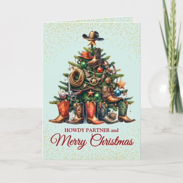 Cute Cowboy Christmas Card (Front)