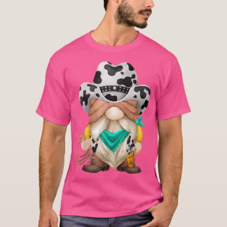 Cute Cowboy Costume For Women With LassoCow Print  T-Shirt