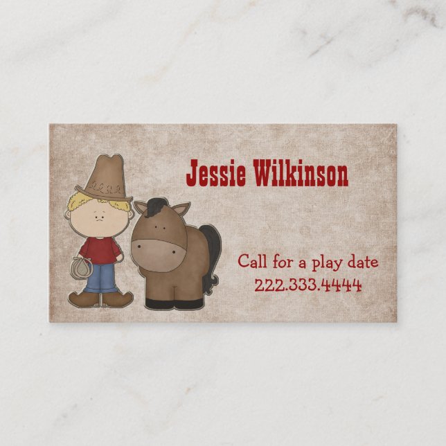 Cute Cowboy Custom Playdate Card (Front)