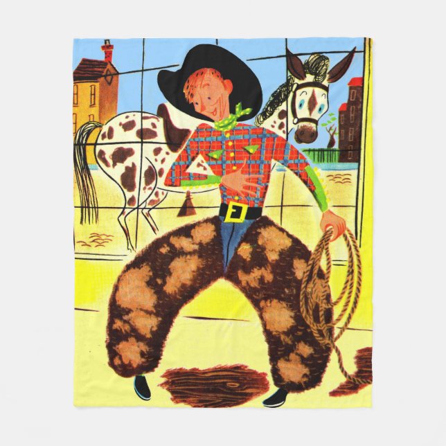 cute cowboy fleece blanket (Front)