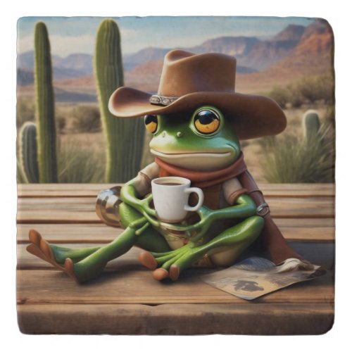 Cute Cowboy Frog on the Plains Trivet