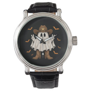 Cute Cowboy Ghost Sheriff Peace Funny Halloween Watch
