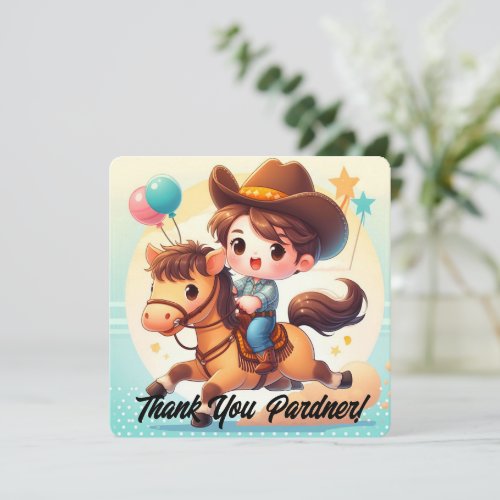 Cute Cowboy  Horse Thank You Birthday