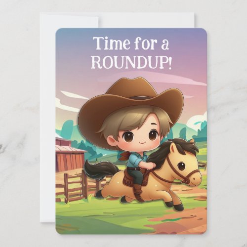 Cute Cowboy Kid on a Horse Invitation